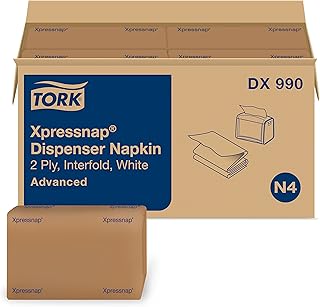 Tork Xpressnap® White Dispenser Napkin N4, Recycled 2-ply, 8.5" x 6.5", 12 x 400 napkins, DX990