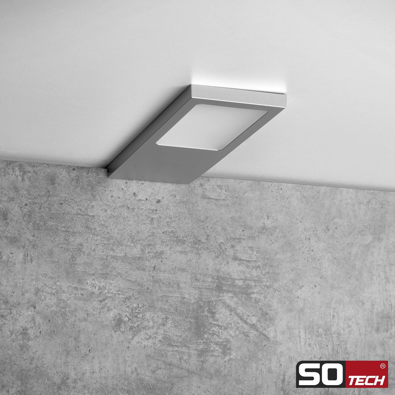 SOTECH 4er Set LED-Möbelleuchte GIULIA II ohne Sensor silbergrau, 4000K neutralweiß inkl. Trafo & Verteiler Unterbauleuchte Schrankleuchte Vitrinenbeleuchtung