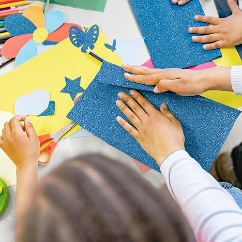 Miniatura 5 de Cartulina azul con purpurina de doble cara de 12 x 12 pulgadas, cartulina Goefun con purpurina, 24 hojas de cartulina azul marino de 10.58 ozm110