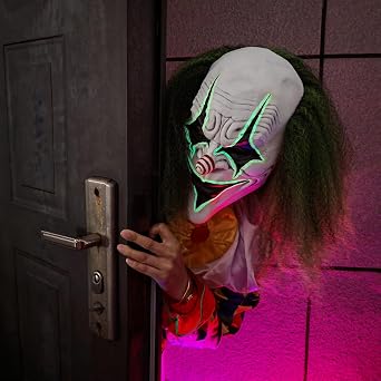 Clown Joker Mask for Halloween with Green Wig Adult Creepy Cosplay Costume Masks