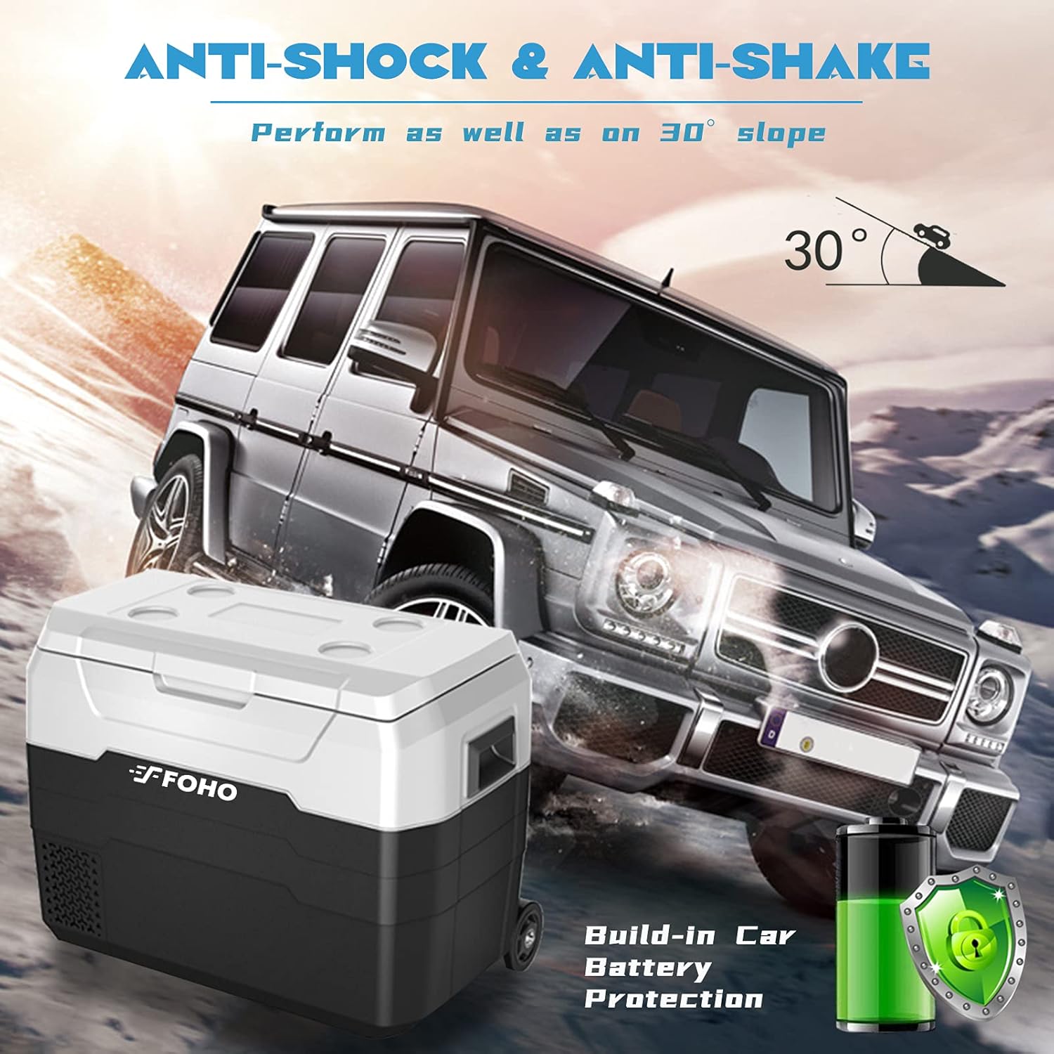 Portable Car Freezer with Wheels, 52 Quart Car Refrigerator with Telescopic Handle, -4°F~50°F 12V/24V RV Fridge Cooler Compact Compressor Fast Cooling,Indoor Outdoor Use for Car,Truck,Camping,Home: Automotive