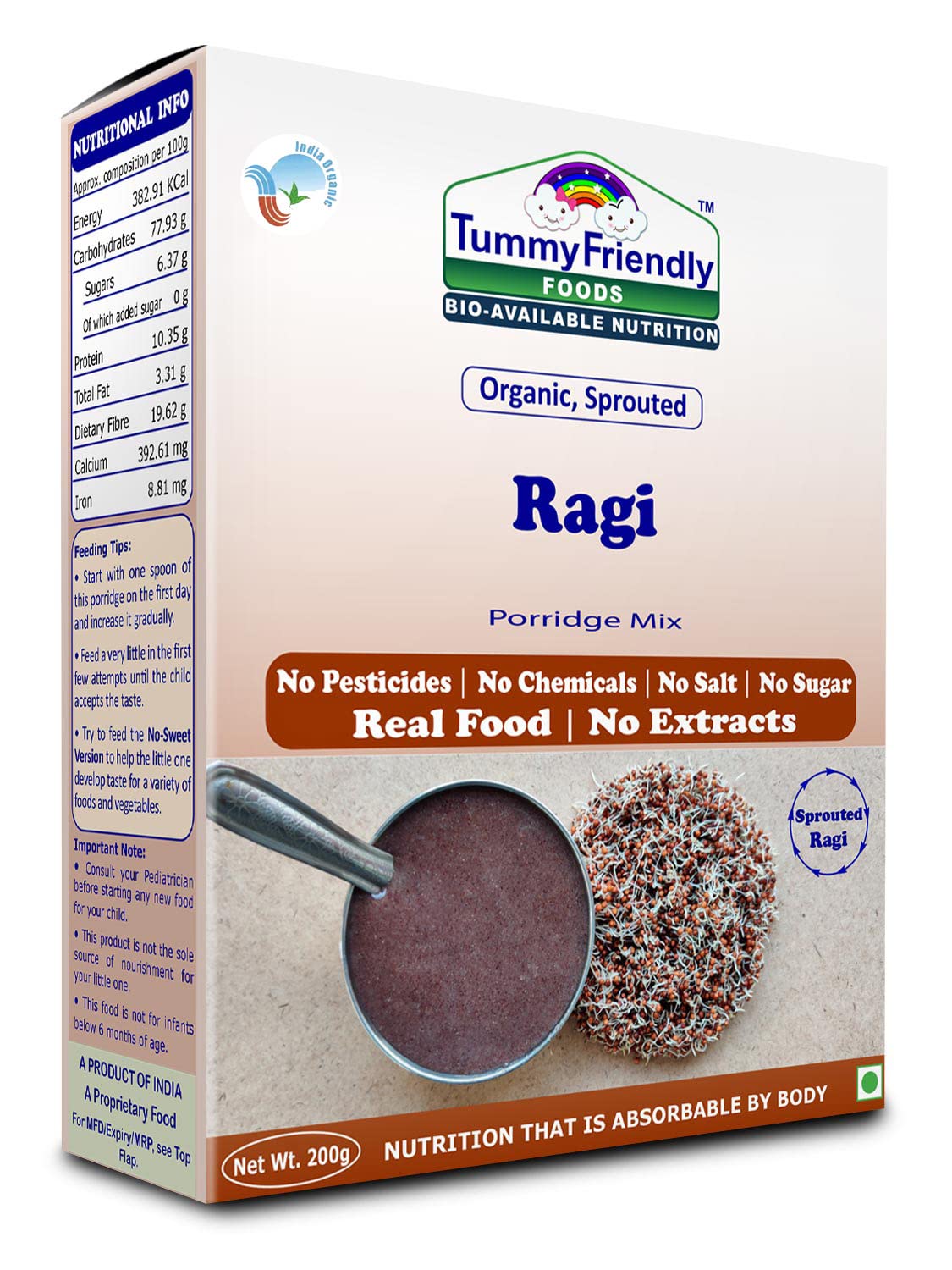 Buy TUMMYFRIENDLY FOODS ; BIOAVAILABLE TION Certified Sprouted Ragi