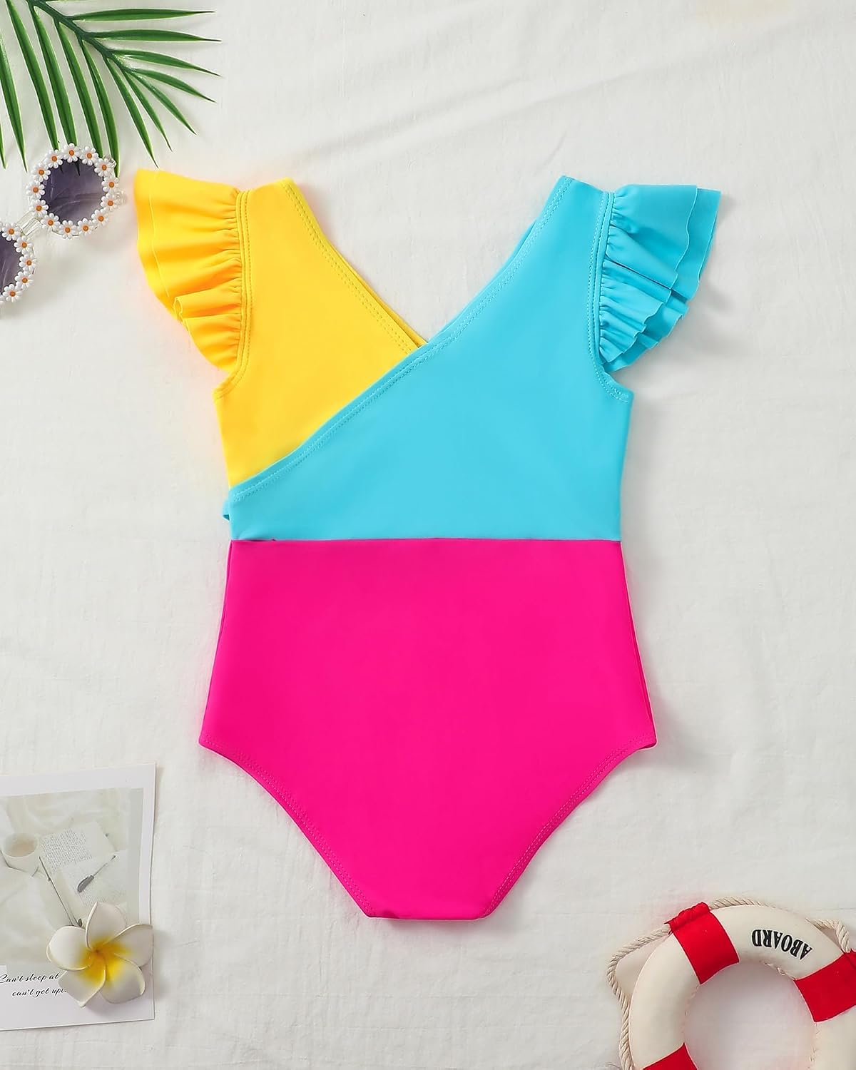 Mioglrie Toddler Baby Swimsuit Girl Bathing Suit Girl 2T 3T 4T 5T 6T Girls One Piece Swimsuits Color Block Swimwear