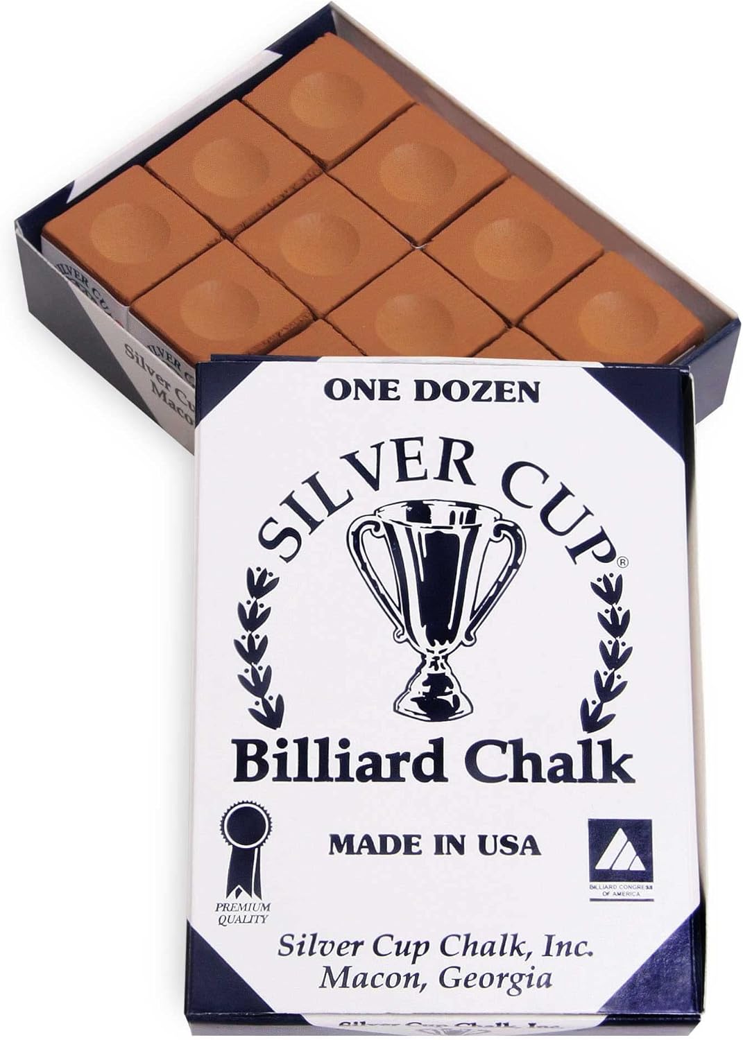 Silver Cup Billiard CHALK - ONE DOZEN