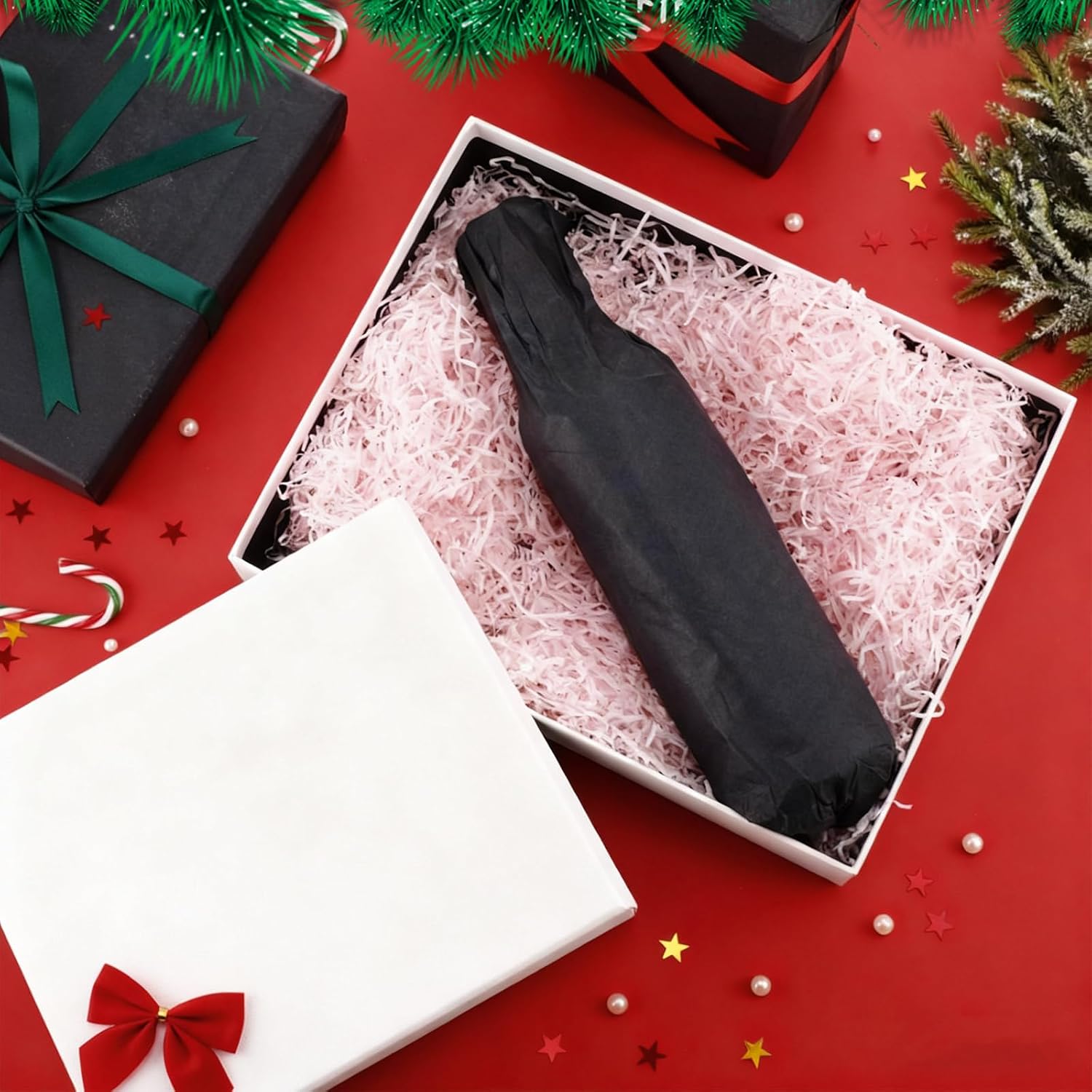 Qilery 600 Sheets Wrapping Tissue Paper Bulk 20 x 20 Spring Tissue Paper for Gift Bags Boxes Packaging Bridal Shower Project Weddings Birthday Party Arts DIY(Black)