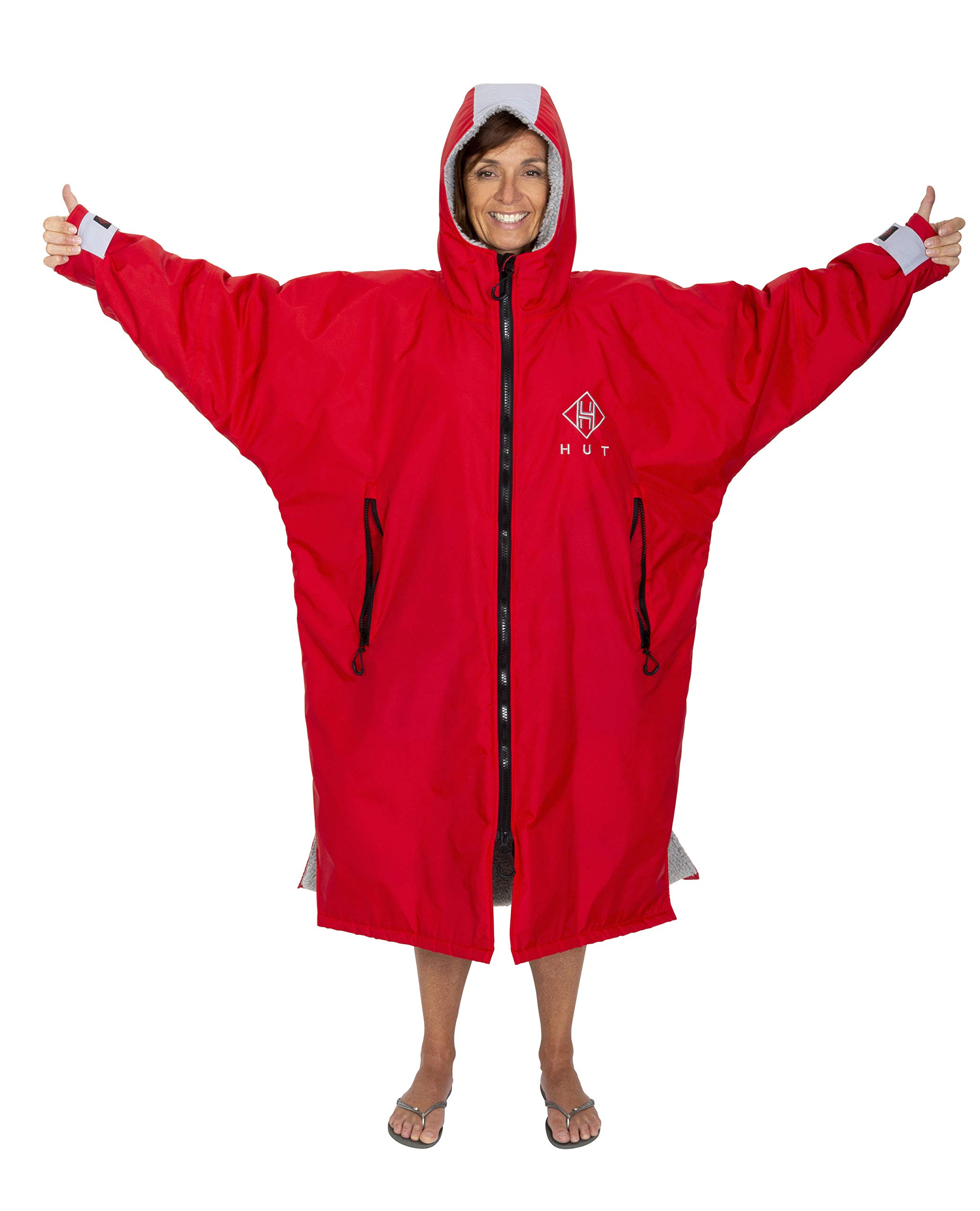 HUTPremium Waterproof Change Robe - Waterproof, windproof, super-warm changing robe. Long sleeve, unisex, two sizes (M+L). Great for surfers and open water swimmers and more! (Medium)