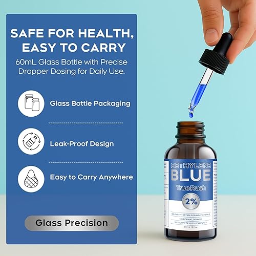 Miniatura 2 de Gotas líquidas ultra puras de color azul de metileno al 2 %  Fórmula de grado farmacéutico de grado USP  Sin alcohol y sin formaldehído  Botella de