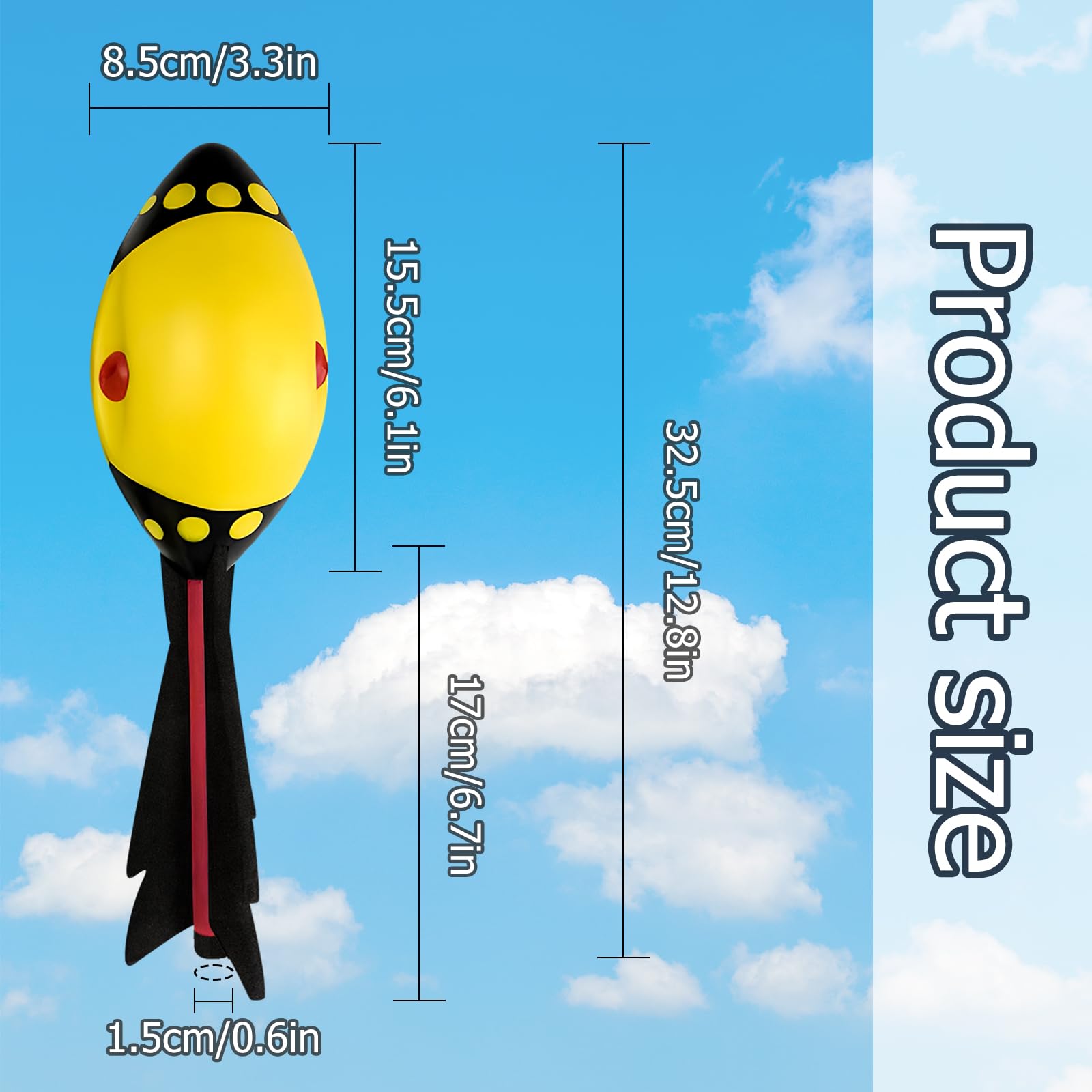 dellyy Razzo Vortex, Lancio Rocket, Lancio del Giavellotto Realizzato in Morbida Schiuma, Missile Fischio Divertimento per Grandi e Piccini, Vortex Aero per Spiaggia, Piscina, Prato(giallo)