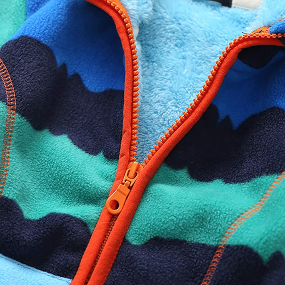 Boys Clothes Fall Winter Warm Stripe Zipper Fleece Hoody