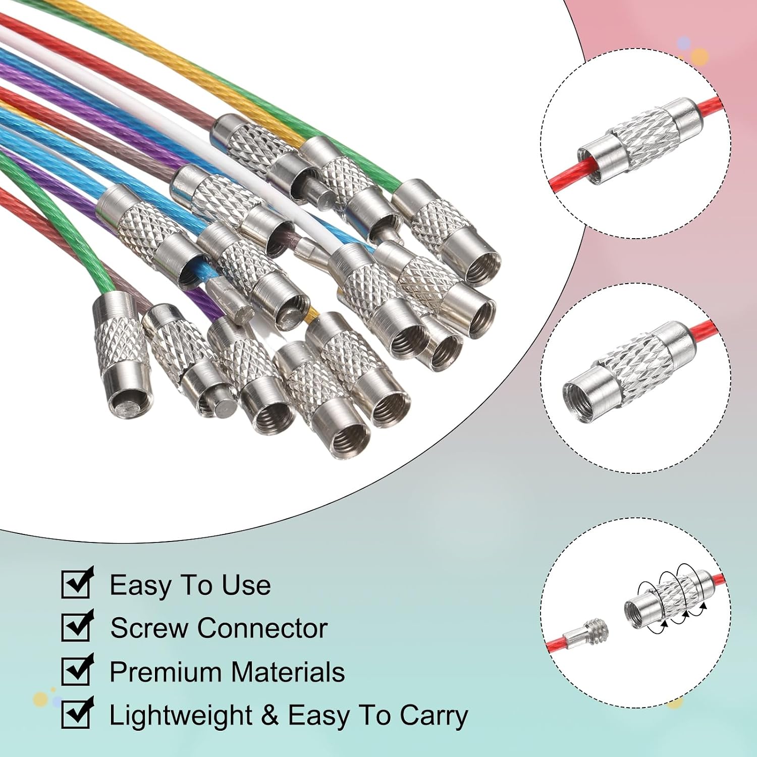 uxcell Keychain Loop, Stainless Steel Wire Rings Key Ring Loop Holder image 3
