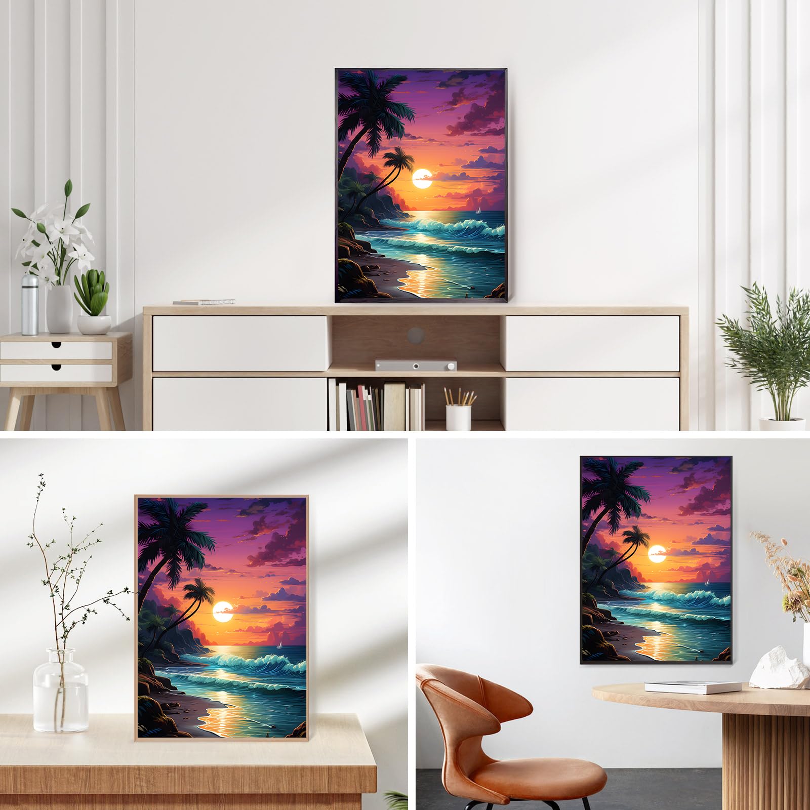 QINRUBB DIY Coucher De Soleil Peinture Diamant Painting Kit, 5D