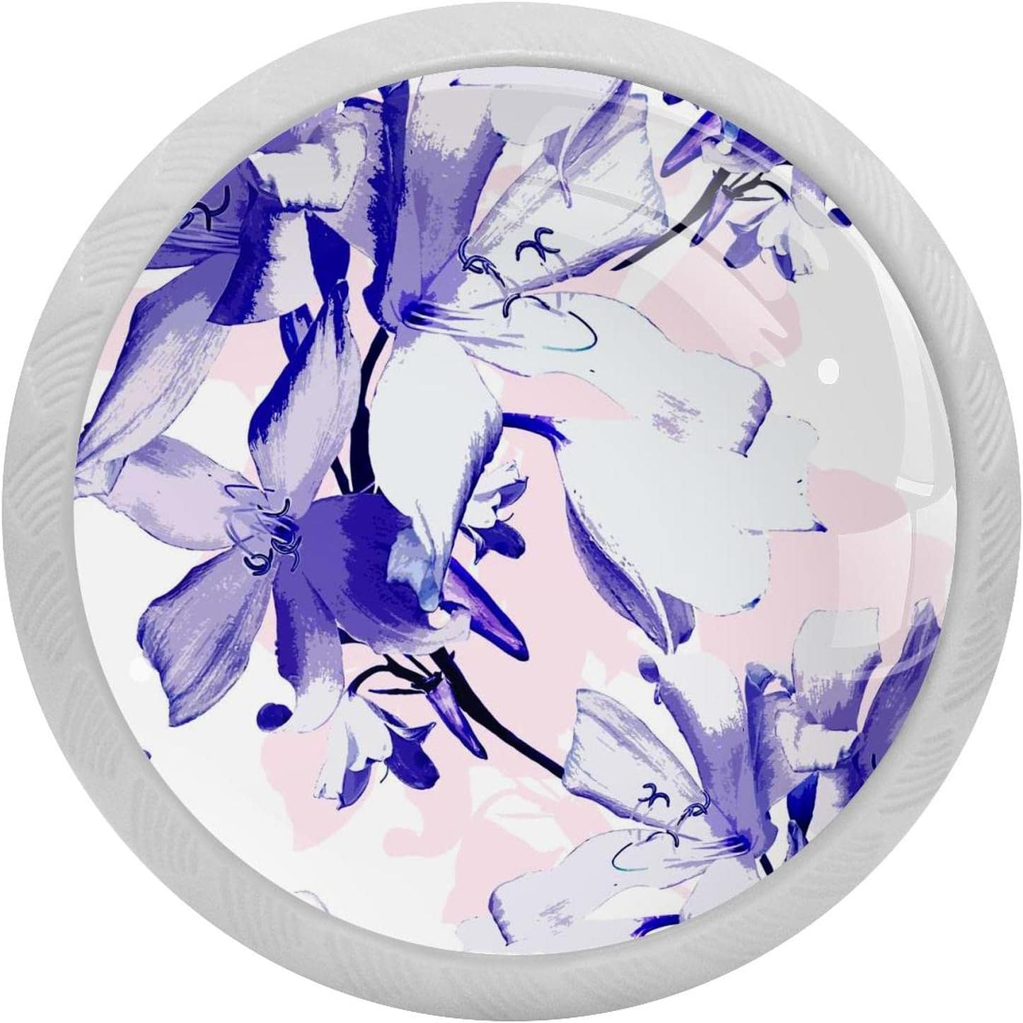 Knobs Fluorescent,Purple Watercolor Flowers,Kitchen Luminescent