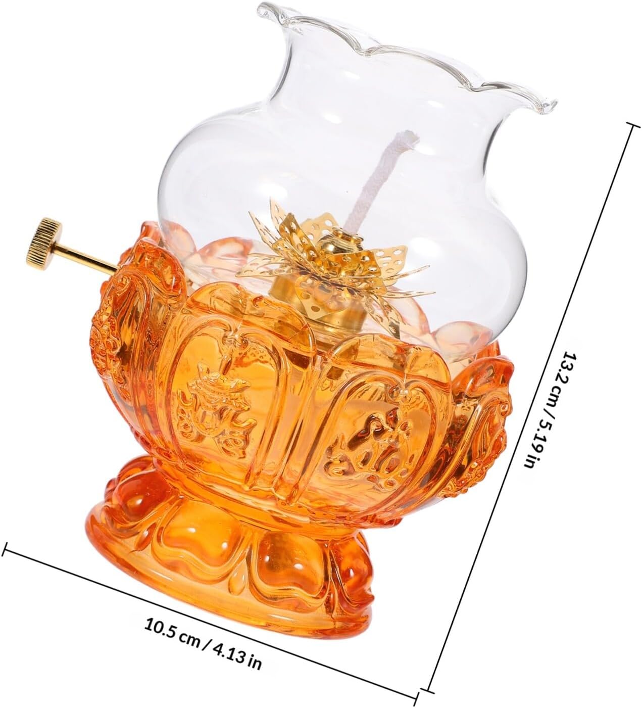 Vintage Gradient Glass Kerosene Lamp, Household Indoor Oil Lamp with Hurricane Globe, Golden Yellow Decorative Emergency Lighting for Home and Wedding Use