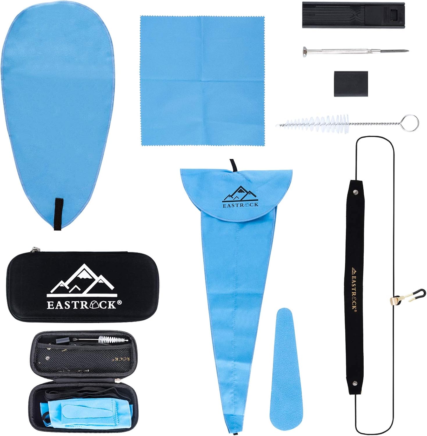 EASTROCK Saxophone Cleaning Kit with EVA Case for Alto Tenor Sax Clarinet Flute and other Wind & Woodwind Struments,Including Sax Cleaning Swab(4pcs),Mouthpiece Brush,Neck Strap : Musical Instruments