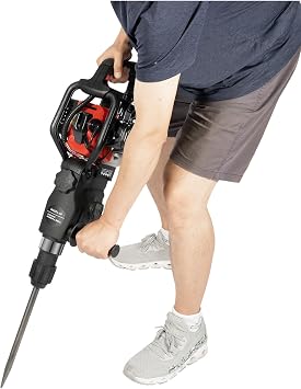 1000W Demolition Jack Hammer, 33CC 2-Stroke Gasoline Demolition Construction Concrete Breaker, 2 Filter, 3 Drills, 1 Point Chisel, 1 Flat Chisel