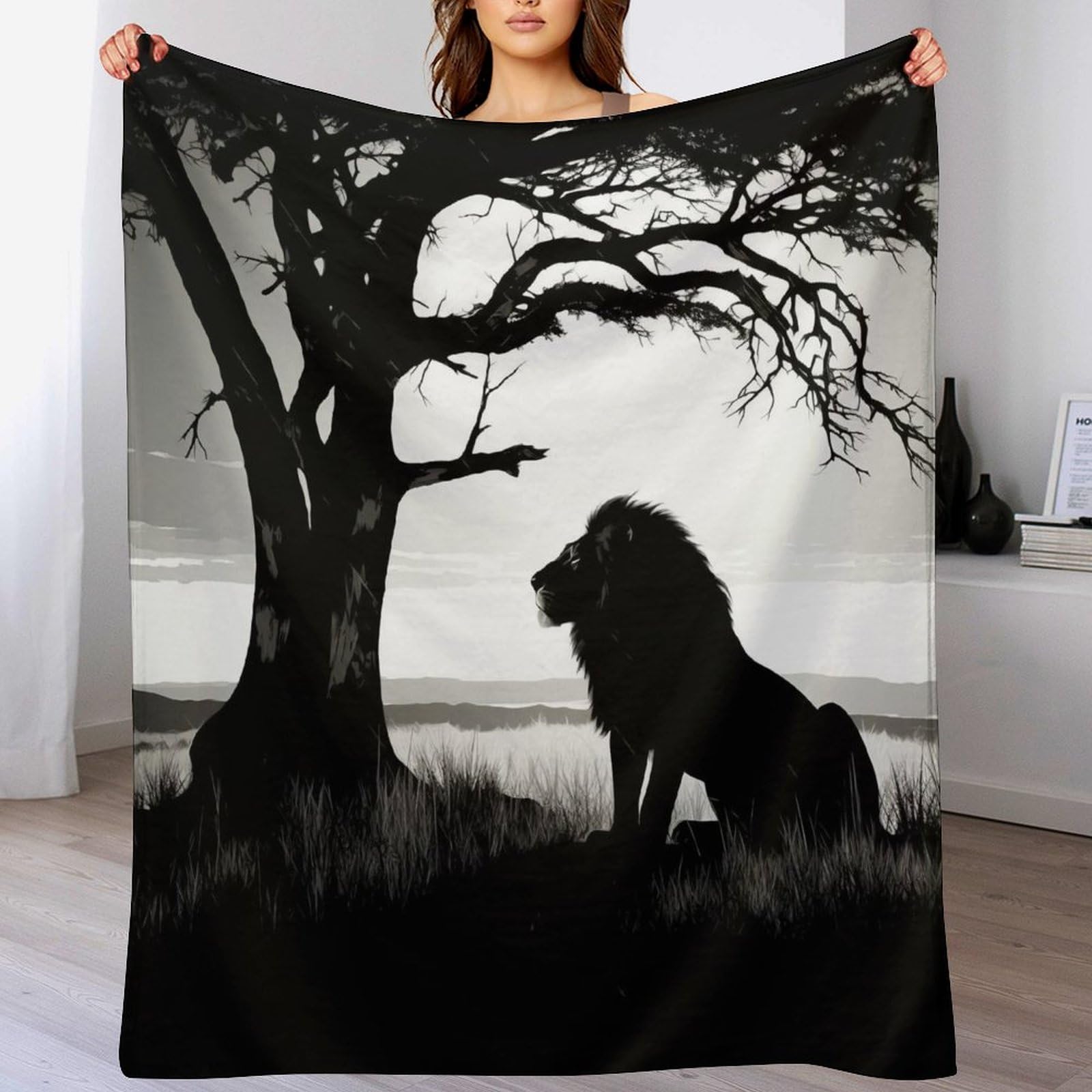 Plaid polaire lion pour des soirées cocooning chaleureuses sur le canapé du salon