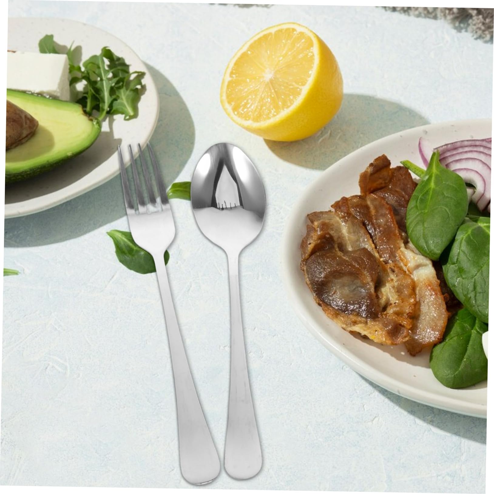 Juego de Cubiertos de Fiesta 20 Piezas de Acero Inoxidable Plata | Uso Versátil Diseño Creativo y Elegante , Agarre Cómodo en Reuniones Familiares y Restaurantes de Hotel