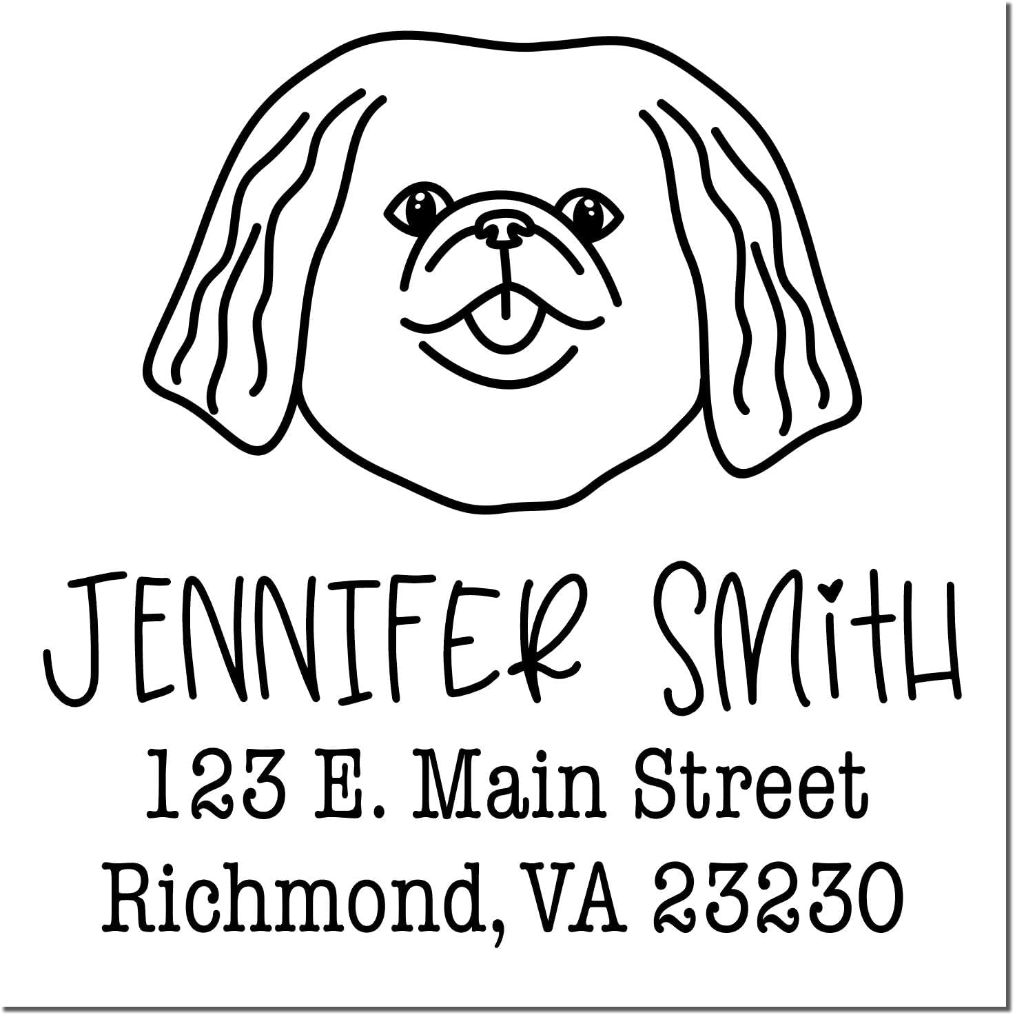 Personalized Pekingese Dog Address Stamp Set for Crafting & DIY Projects | Custom Return Mailing Labels & Event Invitation Stamps | Self-Inking Square Rubber Stamper for Pet Lovers 1-5/8