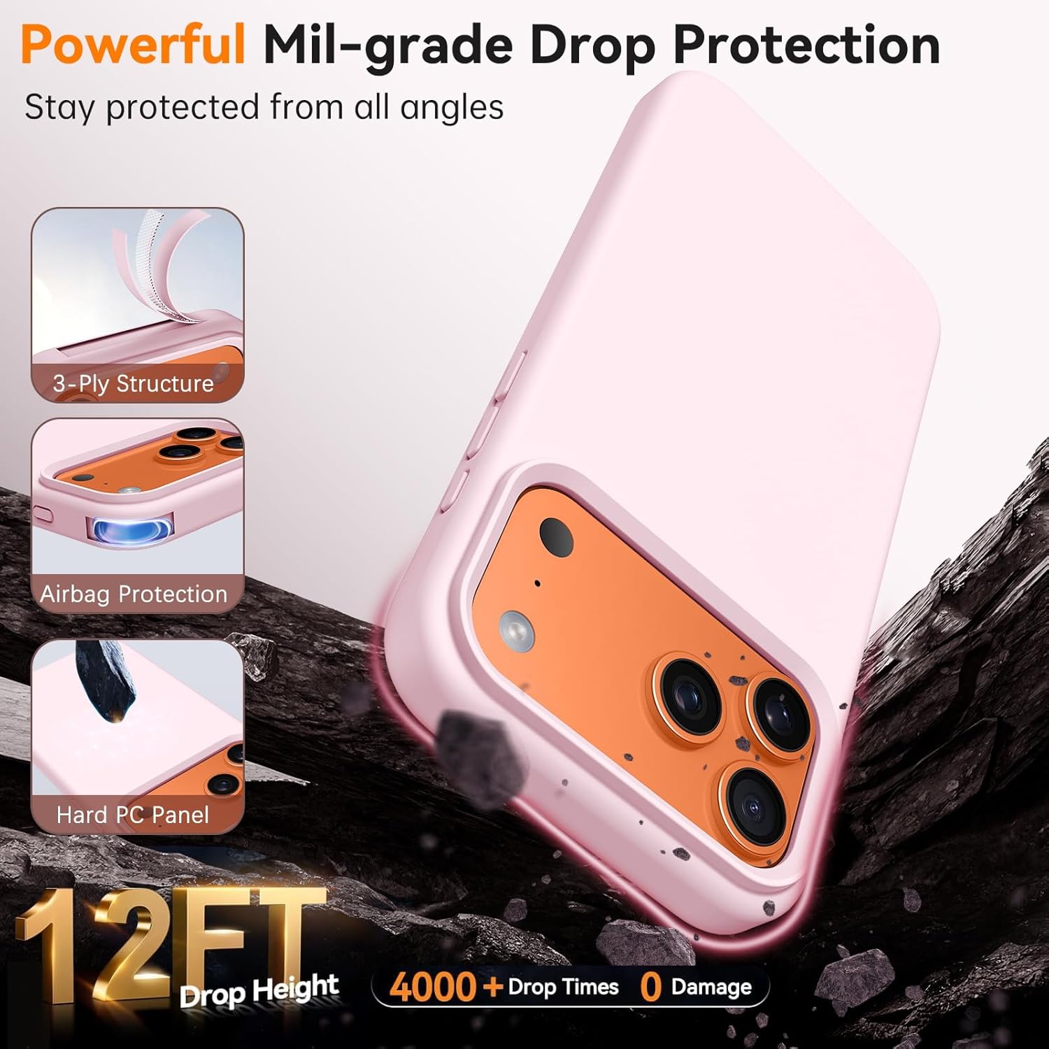 BENTOBEN Magnetic for iPhone 17 Pro Case 6.3", Compatible with Magsafe, Silky Liquid Silicone, Slim Soft Full-Body Shockproof Protective, Women Men Phone Cover for iPhone 17 Pro, Light Pink - Image 7