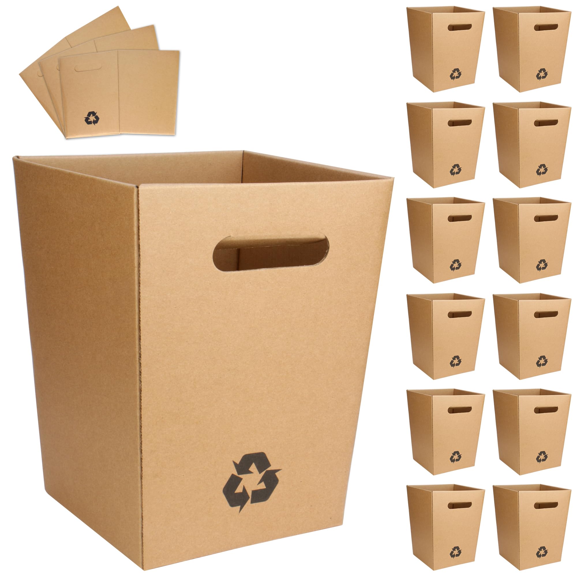 Photo 1 of ideaglass Disposable and Reusable Corrugated Cardboard Trash Cans (12 Packs) KF-21