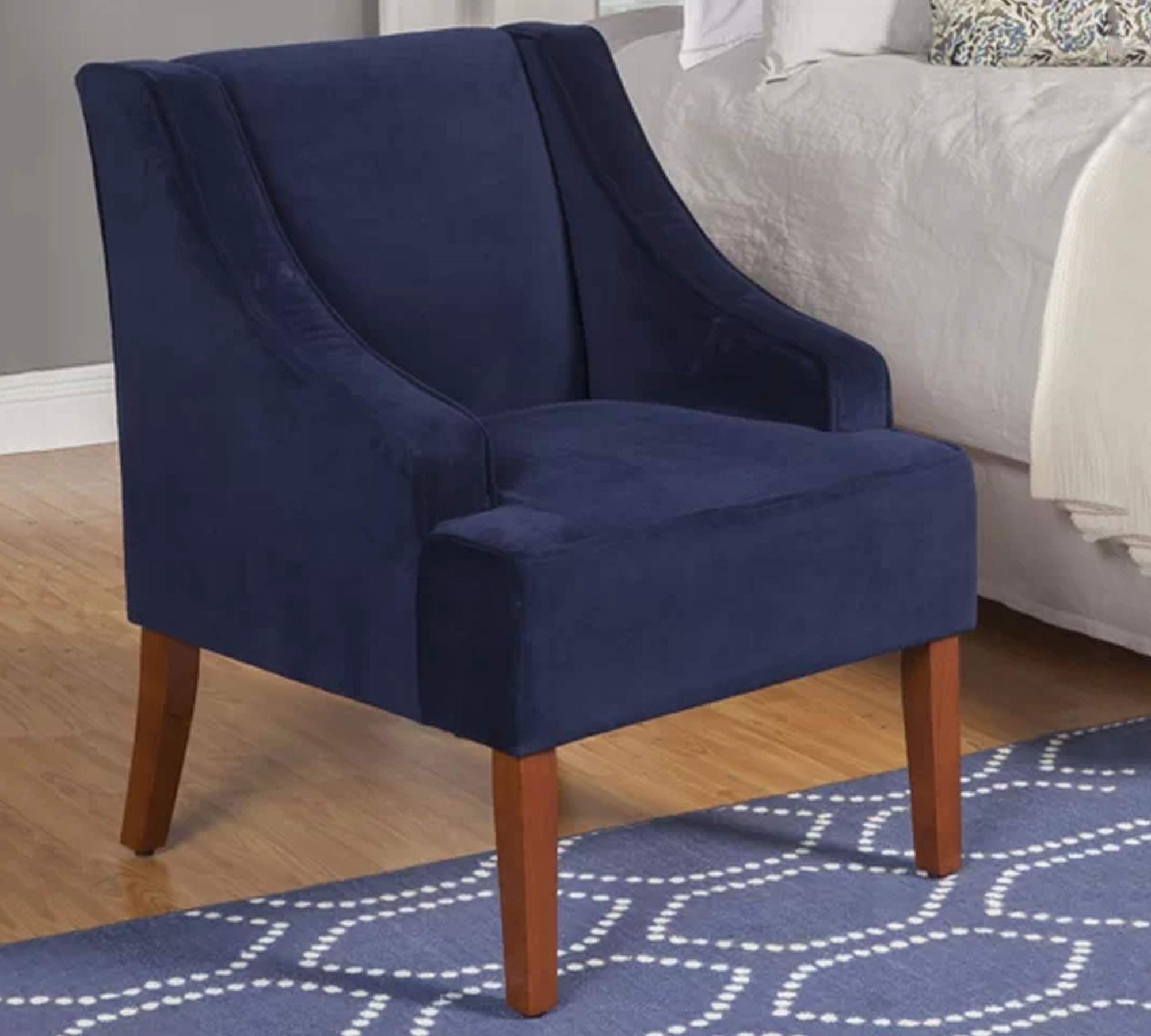 LSGF Bedroom Sofa Chair Velvet Fabric Living Room Modern Royal Look (1 Chair, Navy Blue)-image-22