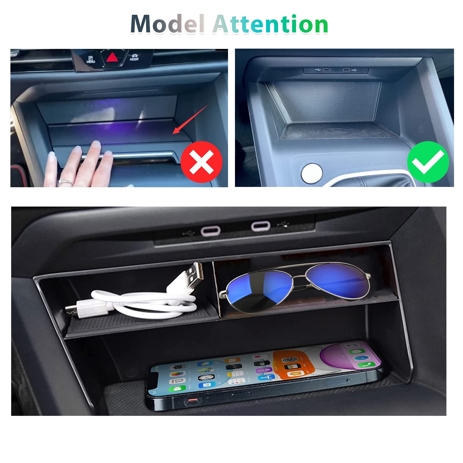GAFAT Kompatibel mit VW Golf 8 8.5 GTI GTE GTD Alltrack R Variant 2020-2025 2026 Mittelkonsole Ablagefächer, Golf 8.5 MK8 Multifunktionale Aufbewahrungsbox Interieur Organizer Tray, Golf 8 Zubehör