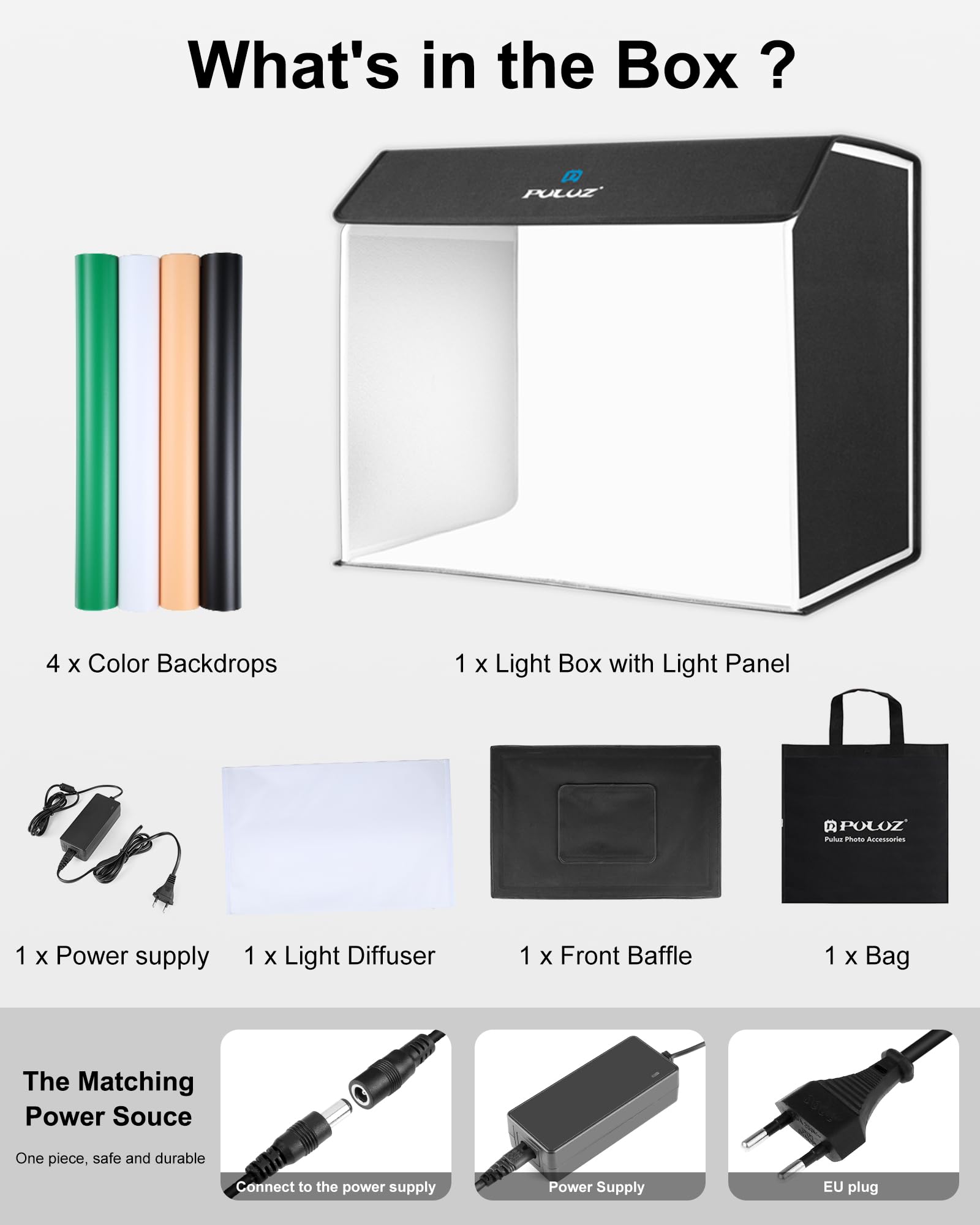 Studio Box PULUZ 60x40cm Con 672 LED E 4 Sfondi Colorati – Kit Luce Da Tavolo Per Fotografia Di Prodotti, Portatile E Pieghevole