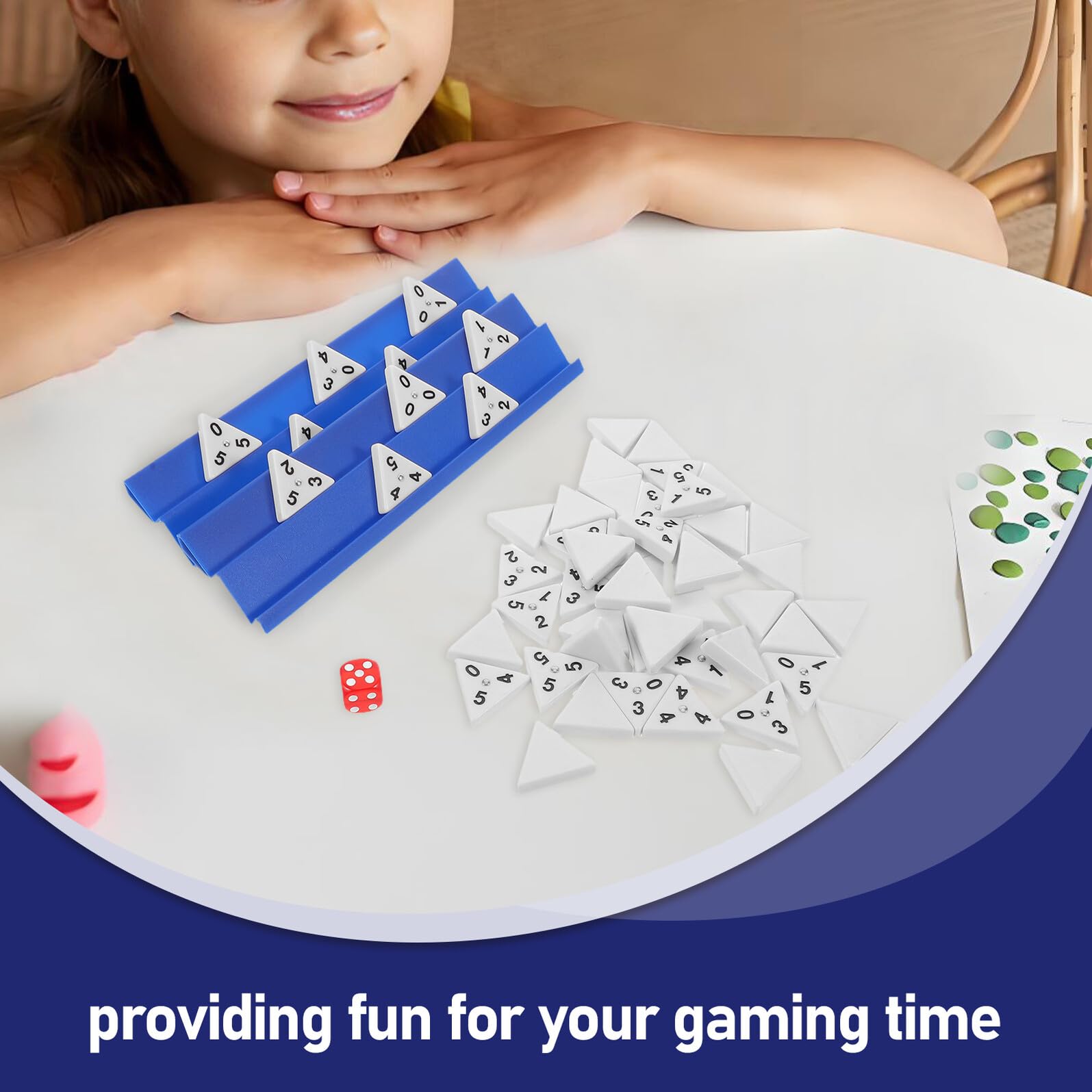 Triangular Domino Spielset mit Tragbaren Nummerierten Dreieck-Domino-Steinen Inkl Aufbewahrungskoffer Beutel Würfel Familien Strategiespiel für Reisen Partys Unterricht und