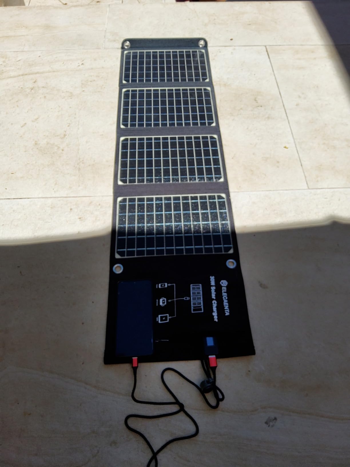 ELECAENTA 30W PD18W Cargador Solar Portátil QC 3.0 USB