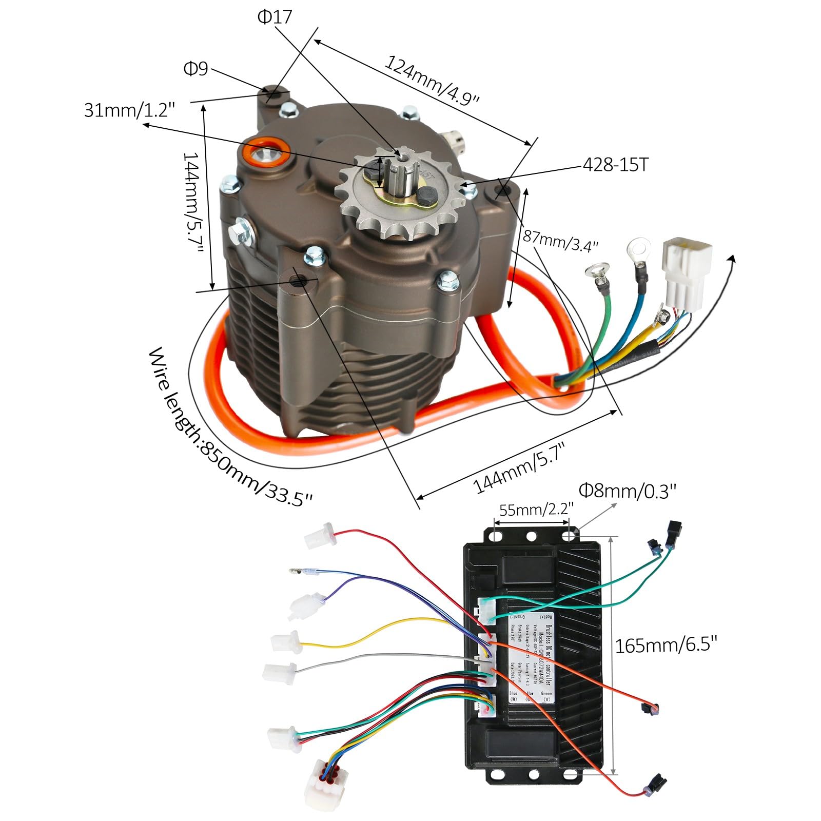 Amazon.com: 72V 1000W High Torque Brushless DC Motor Kit with Sine