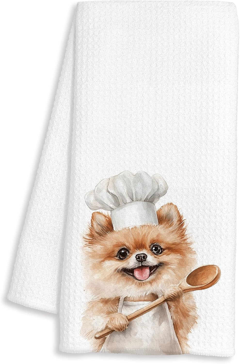 Funny Colour Pomeranian Chef Kitchen Towels Gifts, Pomeranian Dog Gift, Chef Gifts for Women Men, Funny Dog Lover Gift Decorative Dish Hand Tea Towels for Kitchen Bakery, 16x24 Inch