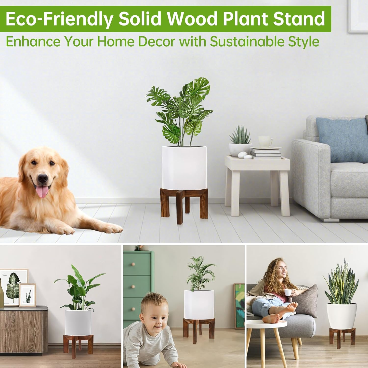Wood Plant Stand Indoor/Outdoor for Plants, Large Size Planter Stand Holder,Sturdy and Stable Flower Pot Stand,Fits Most Size Flower Pots In Room(1 Pack)