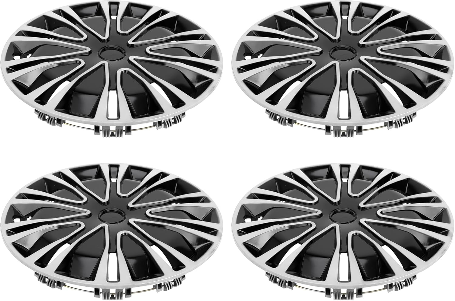 4 Pcs Car Wheel Rim Hub Cover Wheel Hub Caps R14 / 14 Inch Universal for Car Pickup Truck SUV Plastic Silver Tone Black