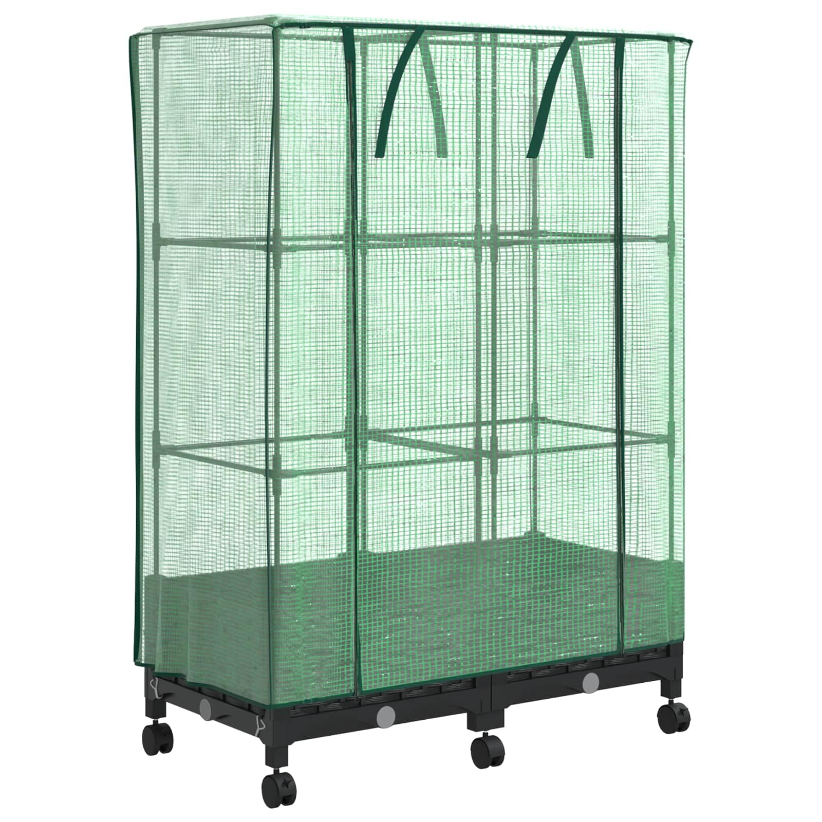 Gartenplanter mit Gewächshausabdeckung und Rädern 2 STK. PP