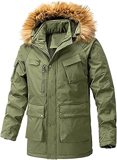 Men's Winter Jacket Windproof Softshell Jacket Men's Jacket Large Sizes Zip Up Outdoor Jacket Winter Jacket with Hood Winter Parka Lined Warm Quilted Jacket Winter Coat Cotton Jacket Casual