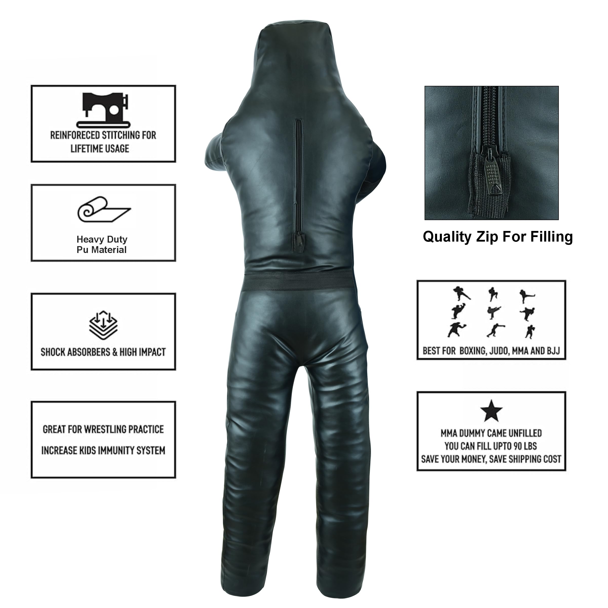 BJJ - Bolsa para chupete de lucha libre, sin relleno, piel sintética
