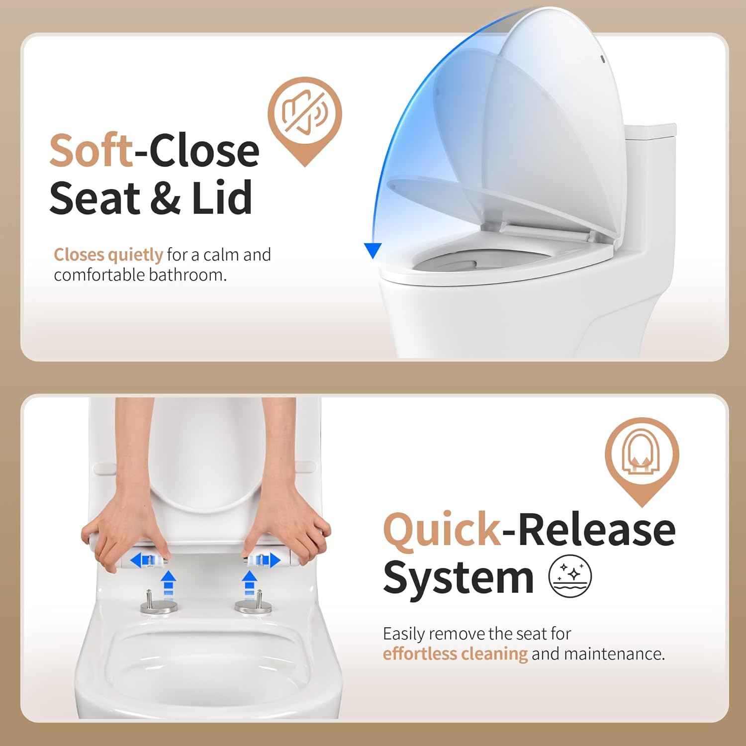 DeerValley Elongated One-Piece Toilet with Comfort Chair Seat ADA Height Powerful Dual Flush 1/1.28 GPF and MAP 1000g 12" Rough-In Rimless Bowl Modern Ceramic Toilet for Bathroom DV-1F0437