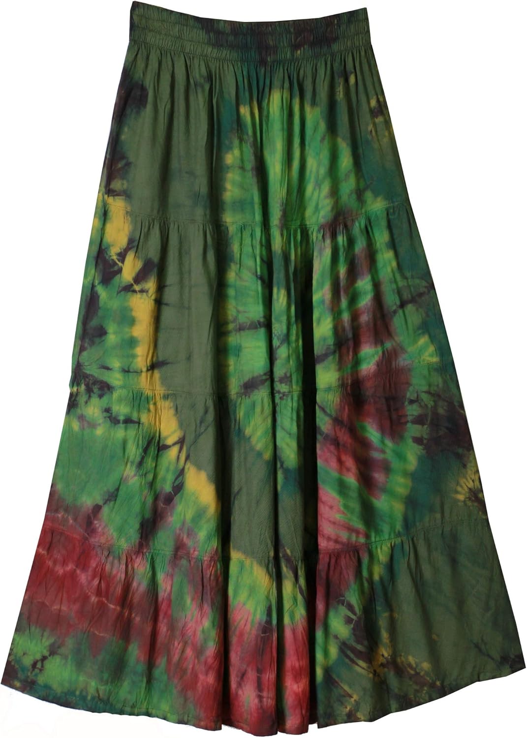 ATM Tie Dye Comfort Maxi Long Skirt Bohemian Elastic Waist Handmade Plus Size