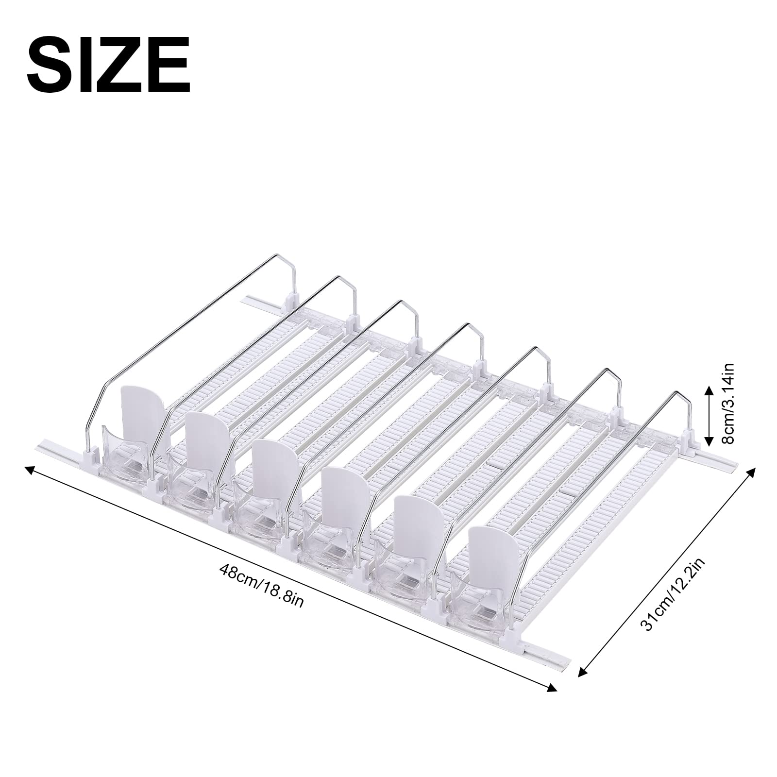Dispensador de bebidas para refrigerador, organizador de latas de refresco autoempujable de 6 filas para refrigerador, ancho ajustable, empujador de bebidas, lata de cerveza, almacenamiento de