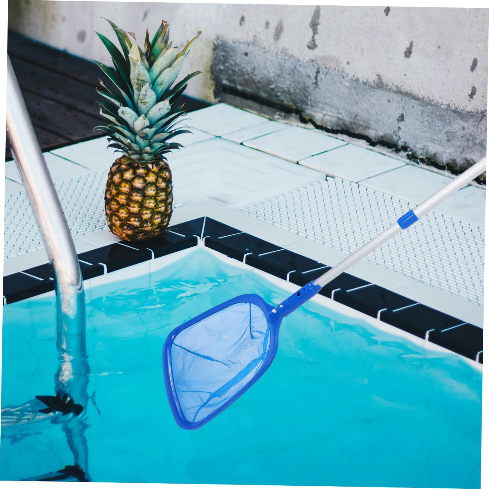 YARNOW Kit de Limpieza de Piscinas Portátil con Cepillo, Red Recogedora y Palo Telescópico Azul para Piscinas Residenciales y Celebración Verano