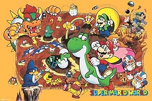 Super Mario World Super Nintendo NES GameSeries Characters Yoshi Luigi Princess Peach Cool Wall Decor Art Print Poster 36x24