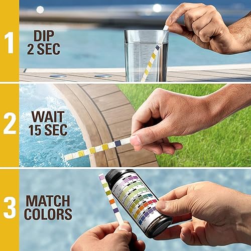 Miniatura 6 de Tiras de prueba para spa y bañera de hidromasaje, kit de tiras de prueba química de 5 vías para cloro, bromo y spas y bañeras - Calibrado para agua