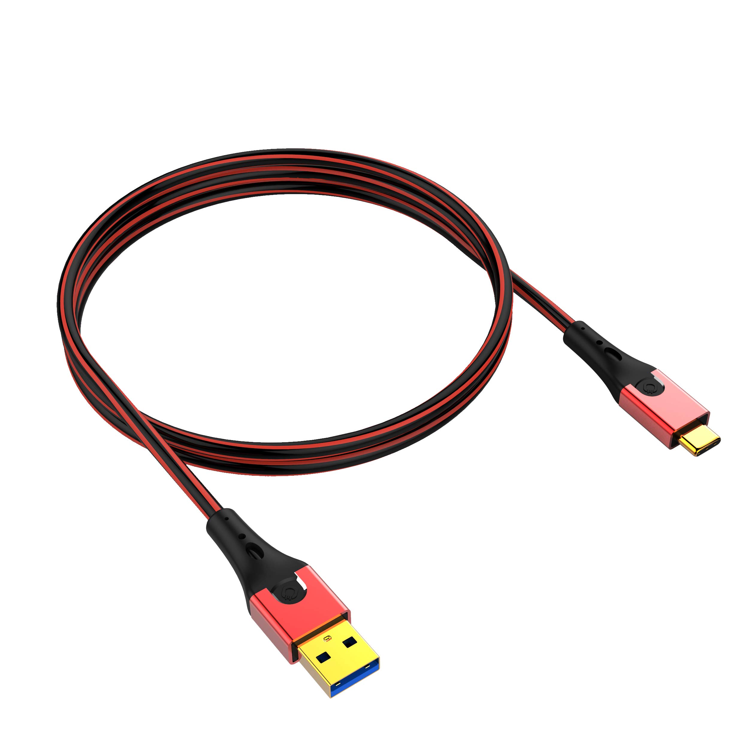 OEHLBACH USB Evolution C3 – Alta qualità 3.0 USB-A a 3.1 USB-C ricarica e cavo dati – nero/rosso – 2 m