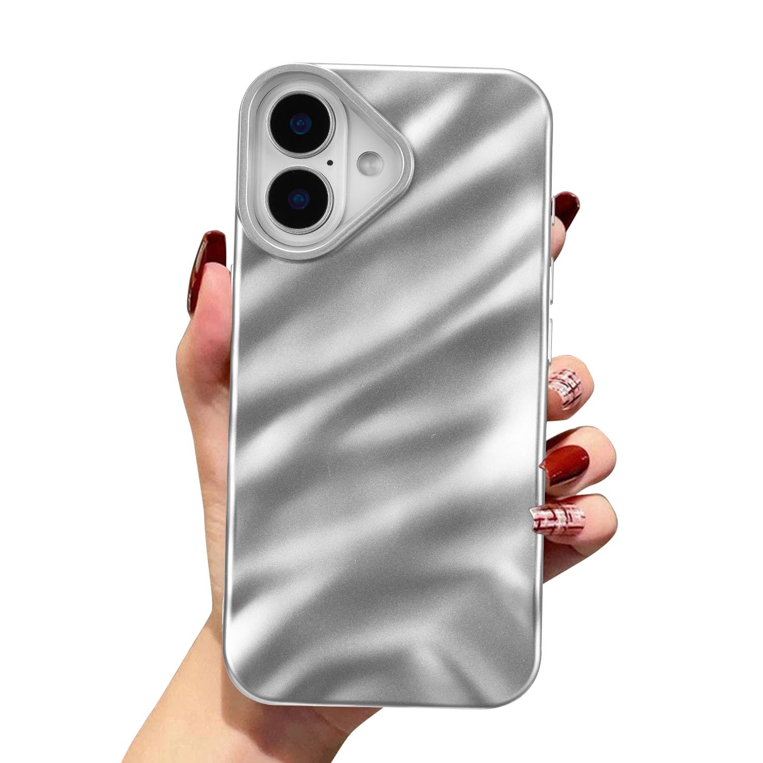 Coque iPhone 17 silicone antichoc vagues argent mat protectrice - 7