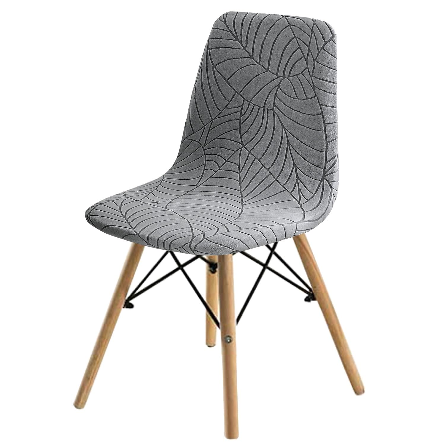 Shell Chair Cover Stretch Jacquard Mid Century Modern Dining Chair Covers Dining Room Chair Slipcover Armless Chair Covers For Kitchen Chairs,Living Room Jacquard ( Color : Light gray , Size : Set of