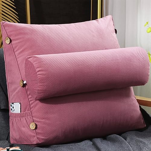 LJYLJH Almohada de lectura y televisión almohada de cuña trasera con almohada ajustable para el cuello y bolsillos almohada triangular para el hogar