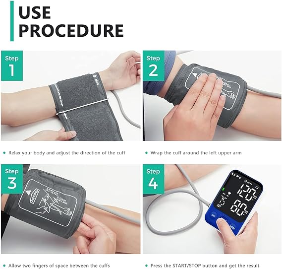 Oklar FDA Cleared Blood Pressure Monitor Upper Arm BP Machine for Home Use | Clinical Accuracy, 2x120 Memory, Large LED Display & 8.7-15.7 Adjustable Cuff, Dual Power for Home & Travel, Navy