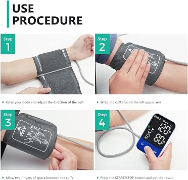 Oklar FDA Cleared Blood Pressure Monitor Upper Arm BP Machine for Home Use | Clinical Accuracy, 2x120 Memory, Large LED Display & 8.7-15.7 Adjustable Cuff, Dual Power for Home & Travel, Navy