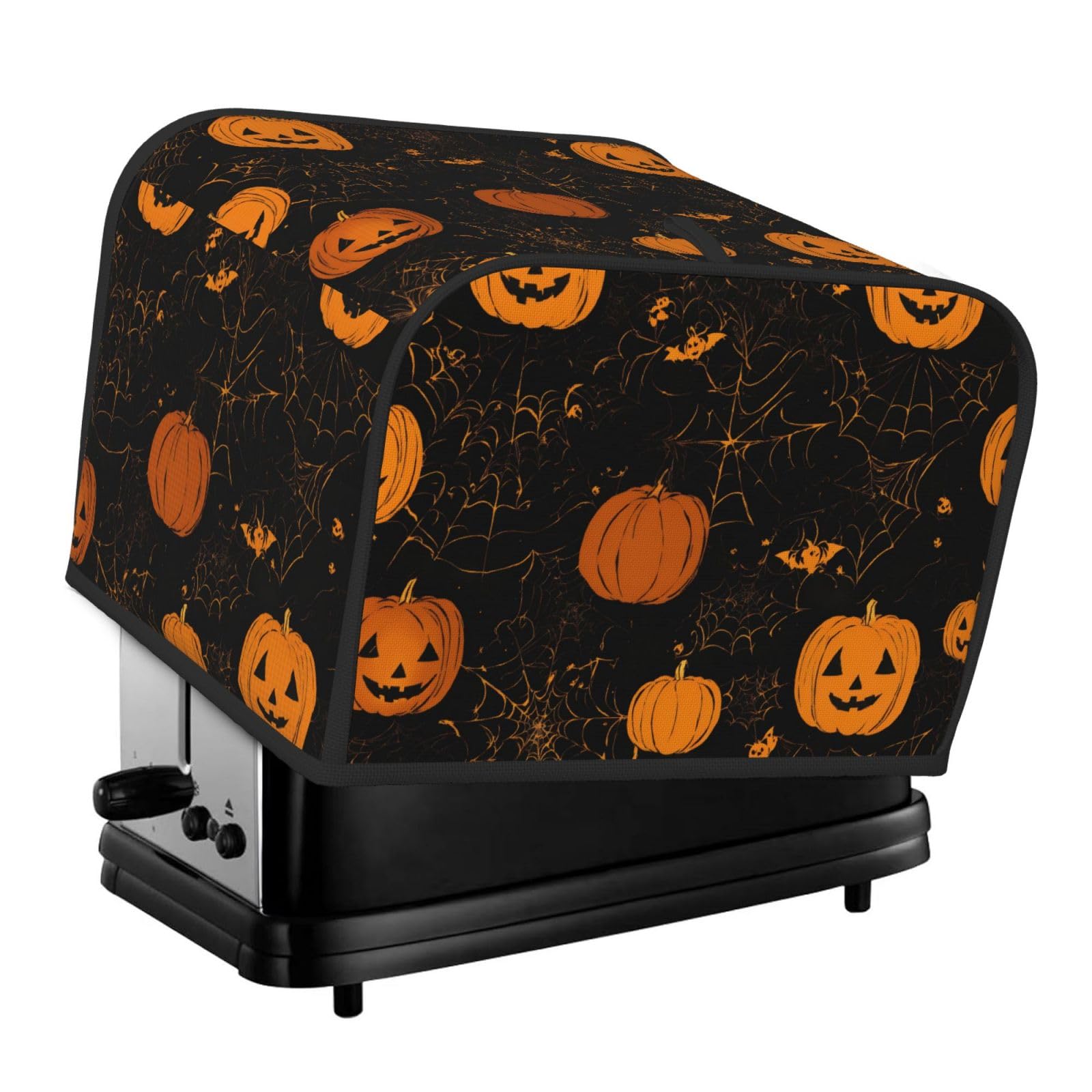 Halloween Pumpkin Print 4-Slice Toaster Cover Dustproof Waterproof Kitchen Appliance Protector For Bread