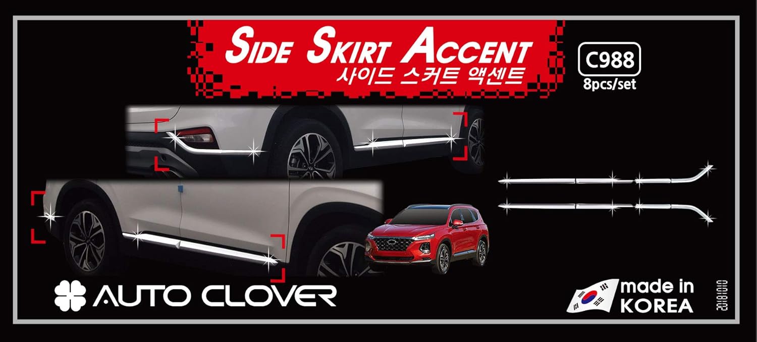 AUTOCLOVER Chrome Side Door Body Side Under Line Molding 8p for 2020 Hyundai Santa Fe